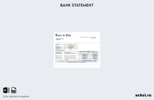 цифровая загрузка шаблона слова банковской выписки Чили Banco de Чили